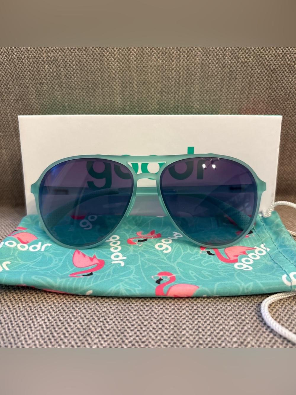 Goodr Mach G Aviator Sunglasses in Timeshare on Neptune Color a polarized lenses